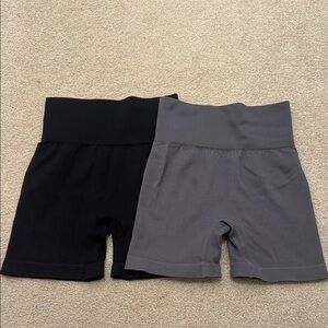 Black and Gray Athletic Shorts with High-Rise Waistband